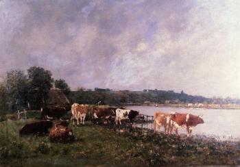 尤金 佈丹 Cows on the Banks of the Touques